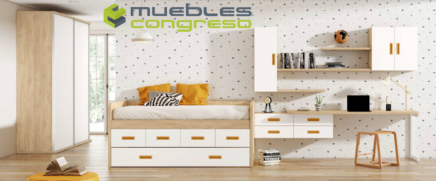 Dormitorios juveniles compactos base y con larguero – Muebles Congreso